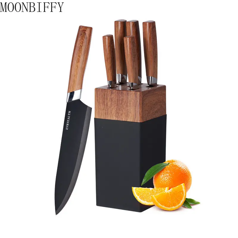 

Stainless steel knife, wood grain handle knife set, kitchen six piece set, kitchen kitchen kitchen knife, fruit knife, gift set