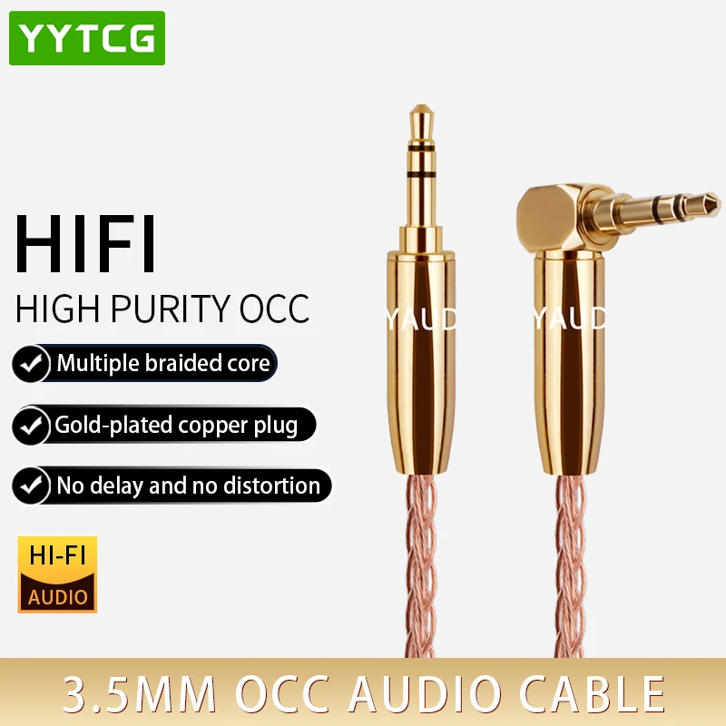 yytcg free shipping 6n occ 3 5mm male to 3 5mm male stereo audio hifi audio cable car aux wire jump cable free global shipping