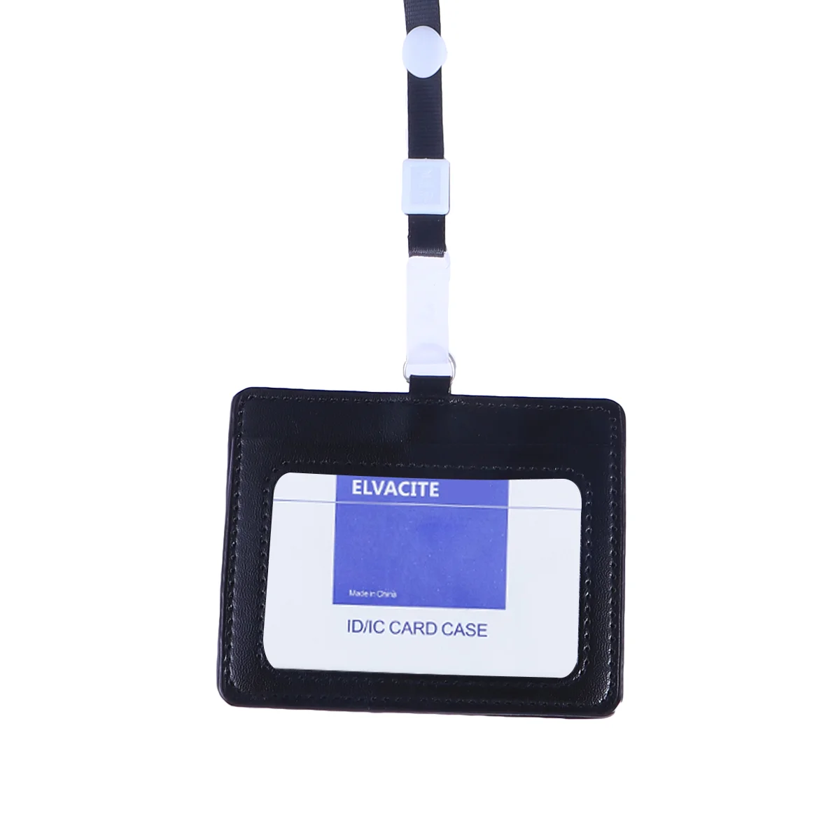 

5pcs Student ID Cover Employee Cover With Sling for School Company (Black)