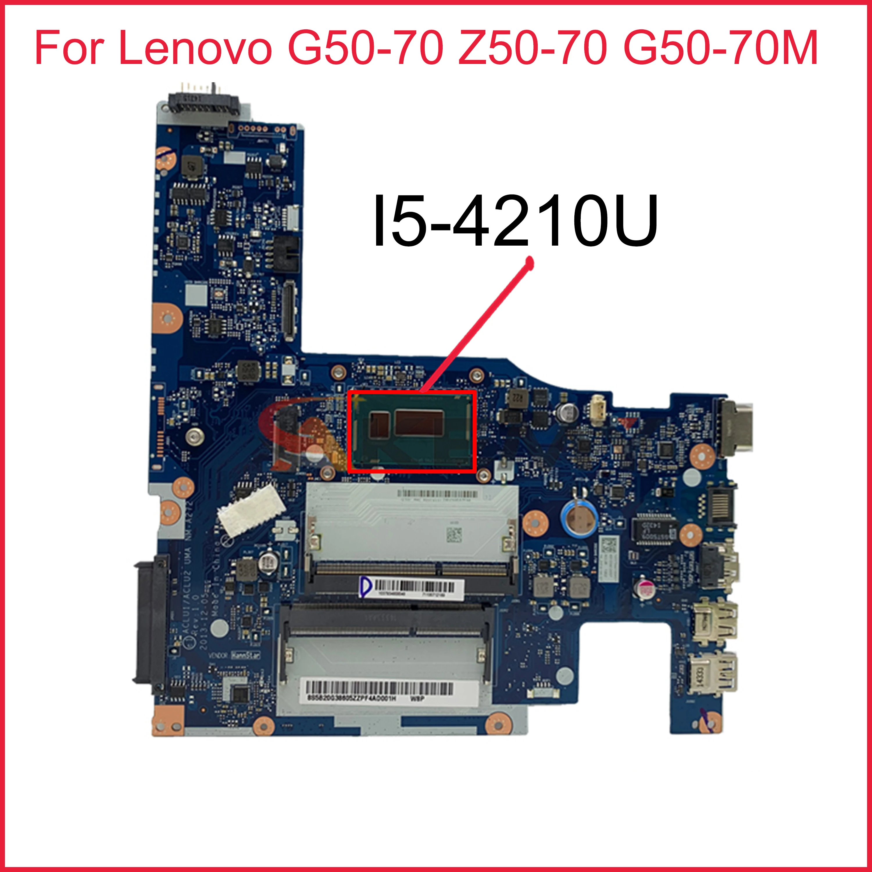 

NM-A272 For Lenovo G50-70 Z50-70 G50-70M Laptop Motherboard ACLU1/ACLU2 UMA NM-A272 with CPU I5-4210U DDR3 100% Fully Tested