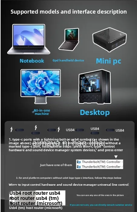 Фото Адаптер T3/T4 Oculink Lightning USB4, док-станция для внешней видеокарты ноутбука №5