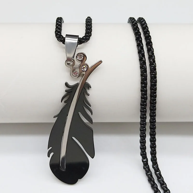 

2023Fashion Music Bass Stainless Steel Necklace for Women Black Color Long Necklaces jewelry collares mujer N1039S07