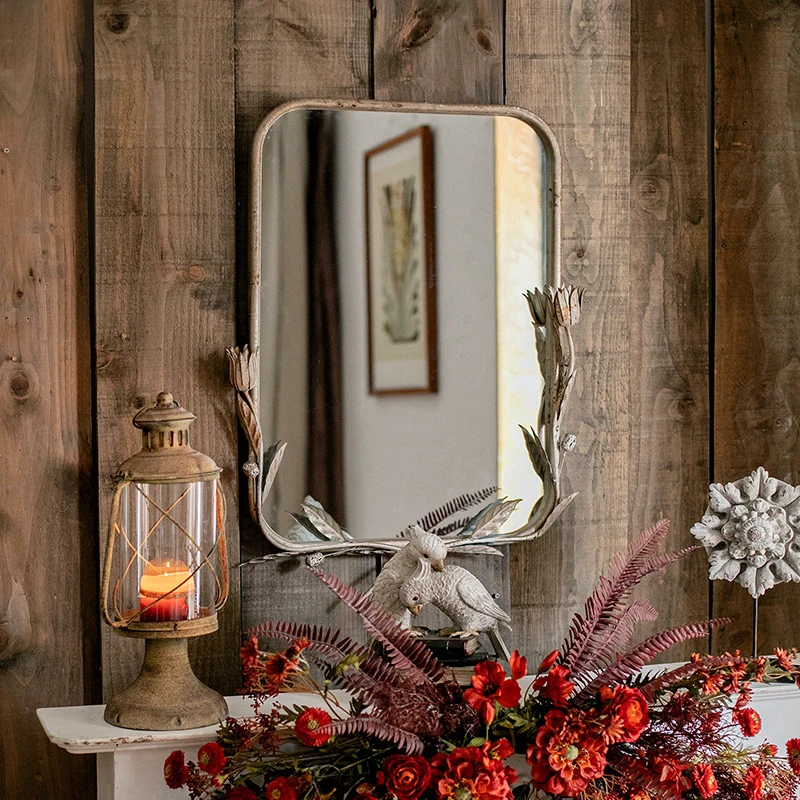 Железное винтажное зеркало для макияжа с цветами расческа настольное Настенное