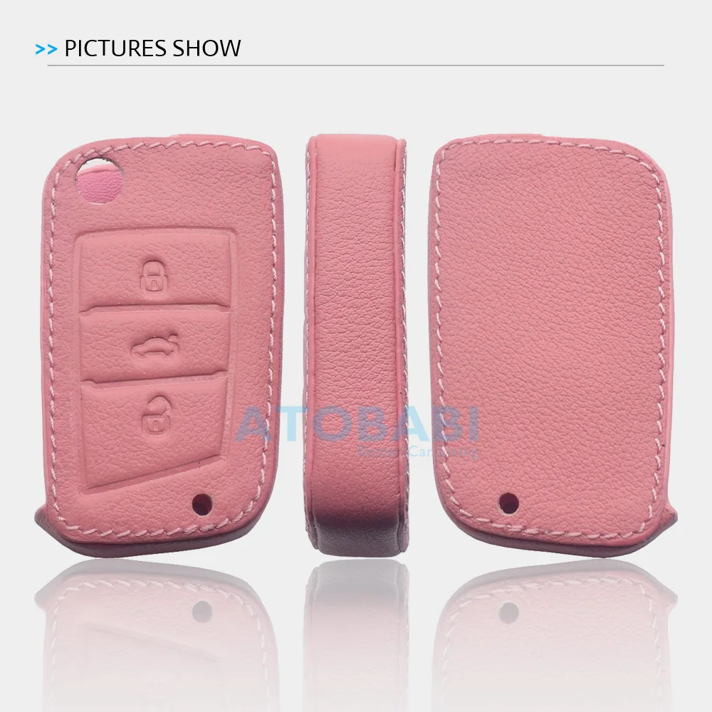 Кожаный чехол для автомобильного ключа брелок-держатель VW Volkswagen Golf MK7 CC EOS Tiguan SEAT