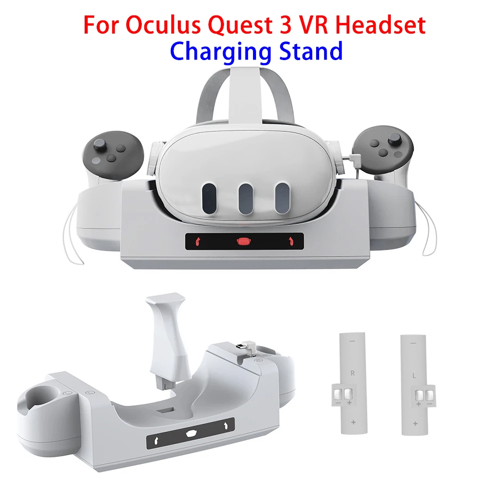 

3 in 1 Charging Stand For Oculus Quest 3 VR Headset Dual Controller Contact Charging Base For Meta Quest3 Wall Mount Charge Dock