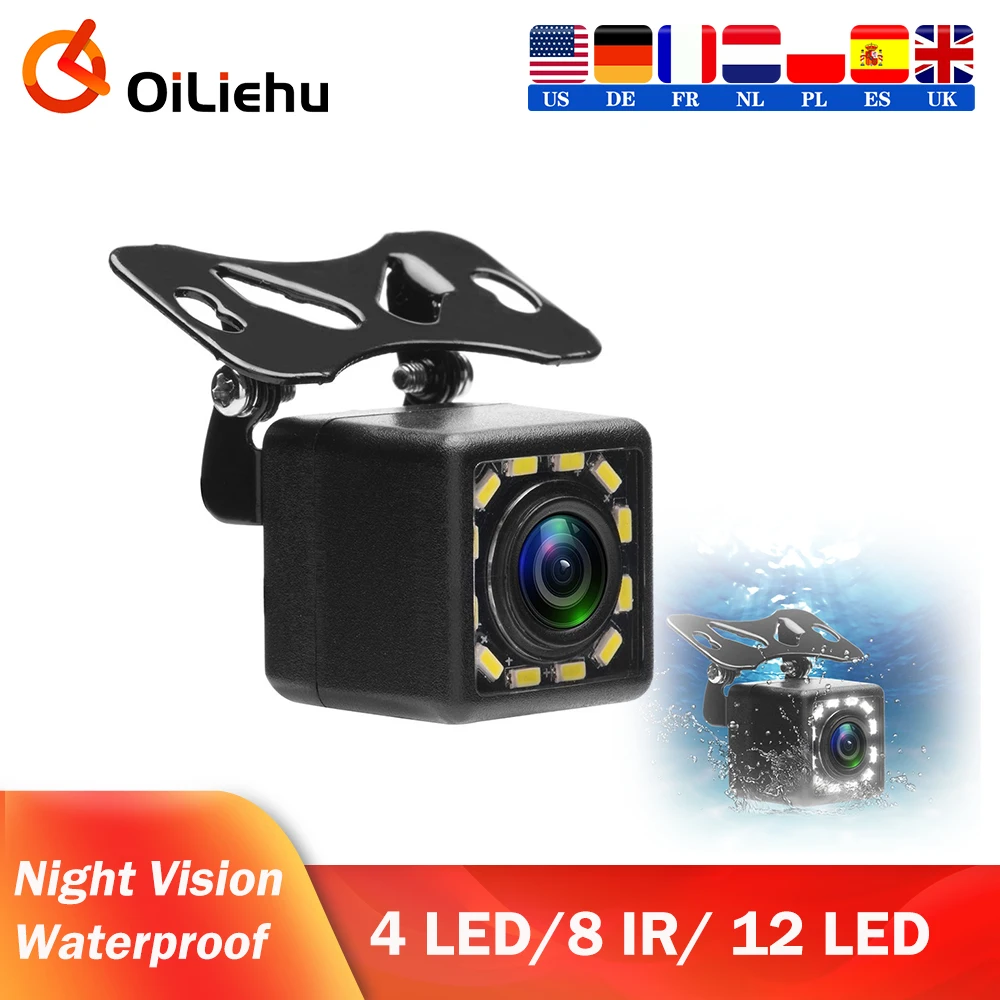 

OiLiehu Universal Car Rear View Camera Night Vision Backup Parking aid Reverse Camera Waterproof 170 Wide Angle HD Color Image