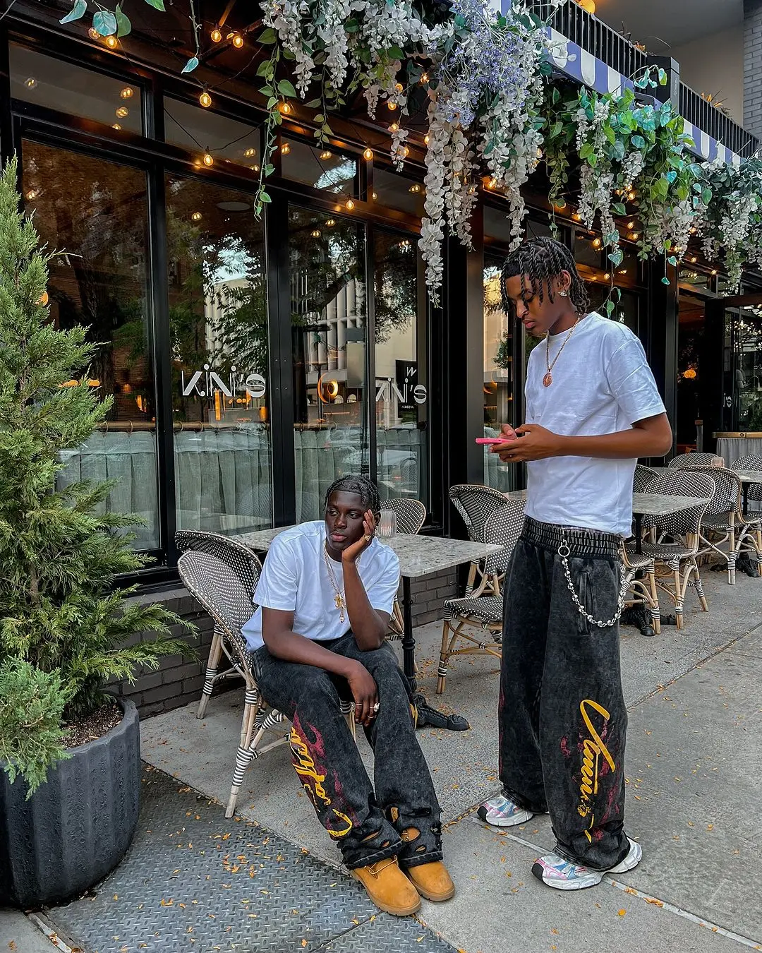 High Street Hip Hop Новые черные джинсовые брюки Y2k Goth Harajuku Мужская одежда Рваные