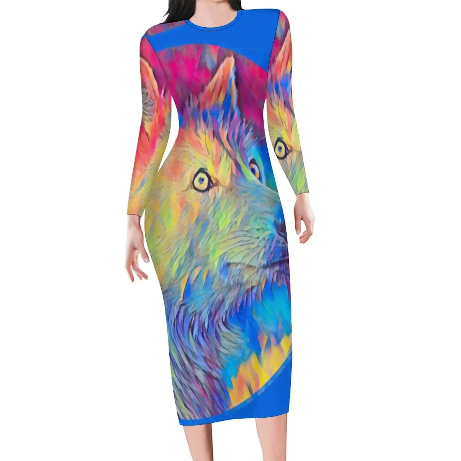 

Женское облегающее платье с длинным рукавом, размеры до 5XL