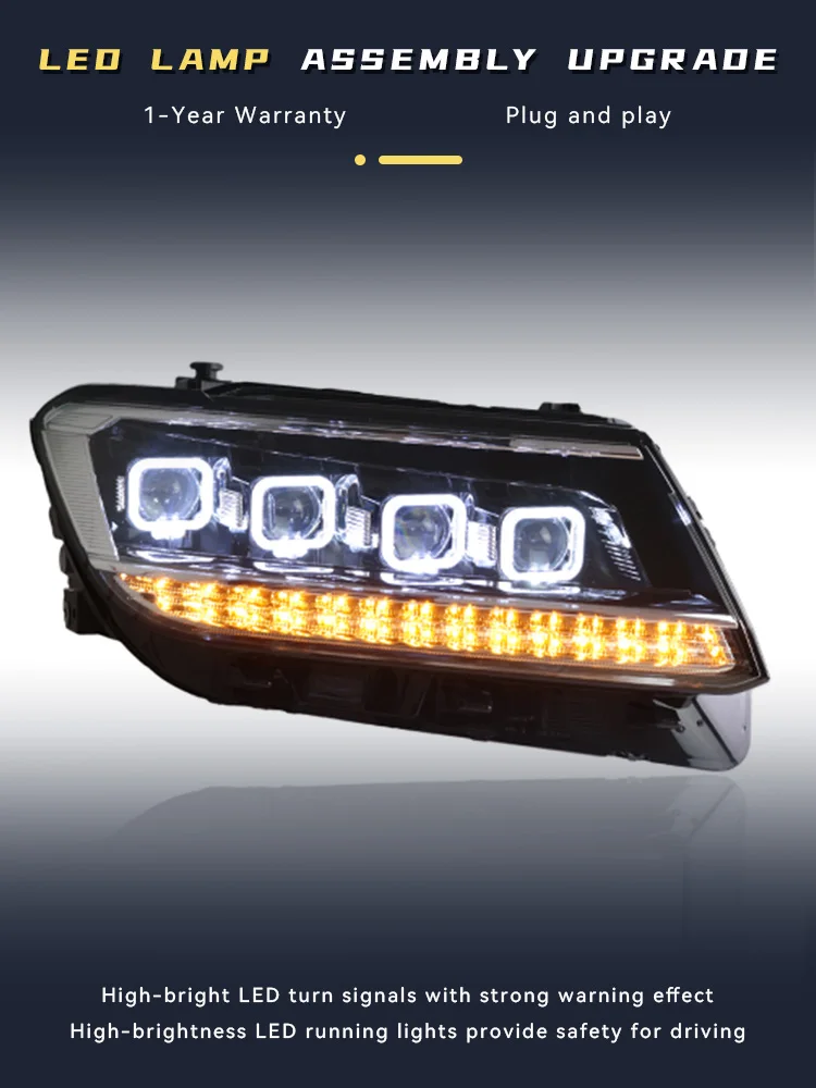 2 шт. авто фары для VW 2017-2021 Volkswagen Tiguan L передняя лампа модифицированная DRL фара