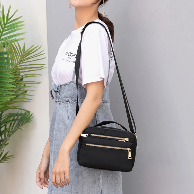 Women's Messenger Bags Waterproof Nylon Shoulder Totes Multifunctional Small Handbag Female Travel Crossbody Bag Top-handle Bags