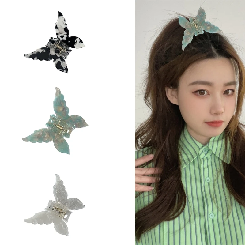 

Y2K Butterfly Hair Clip SharkClaw Clip Hair Banana Barrettes Gradiente TieDye Colored Hair Claw Ponytail Clamp for Women