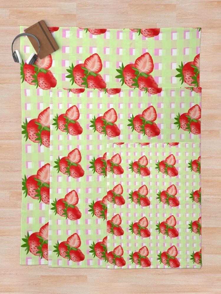 90-е антикварное одеяло с клубничным узором на мятном графике для декоративного