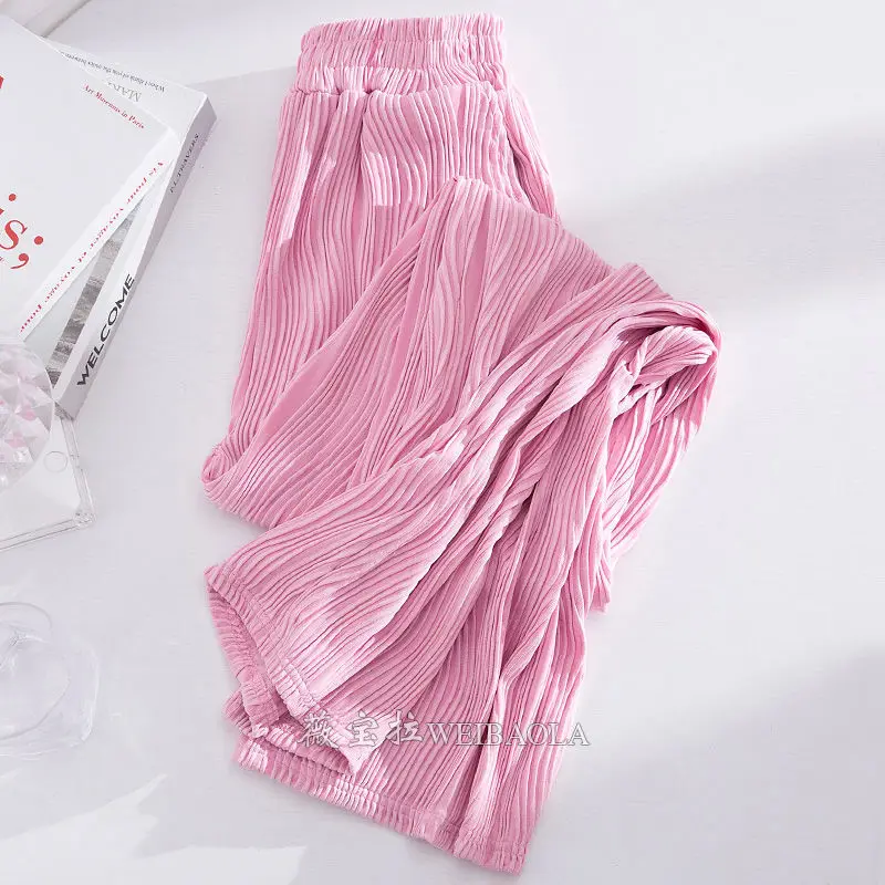

Women 2022 Spring Summer Fashion Loose Pleated Pants Female Casual Wide Leg Pants Ladies High Waisted All-match Trousers U38