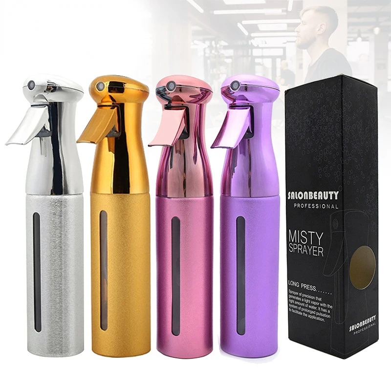 

300ML Hairdressing Spray Bottle Electroplating Refillable Fine Mist Sprayer Bottle Salon Haircut High Pressure Water Can