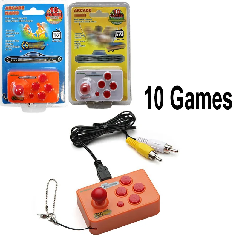 Arcade Joystick Mini Video Game Console 10 Games 17 Play Levels Plug N Play Handheld Game Player for Sega Arcade Nano AV Output