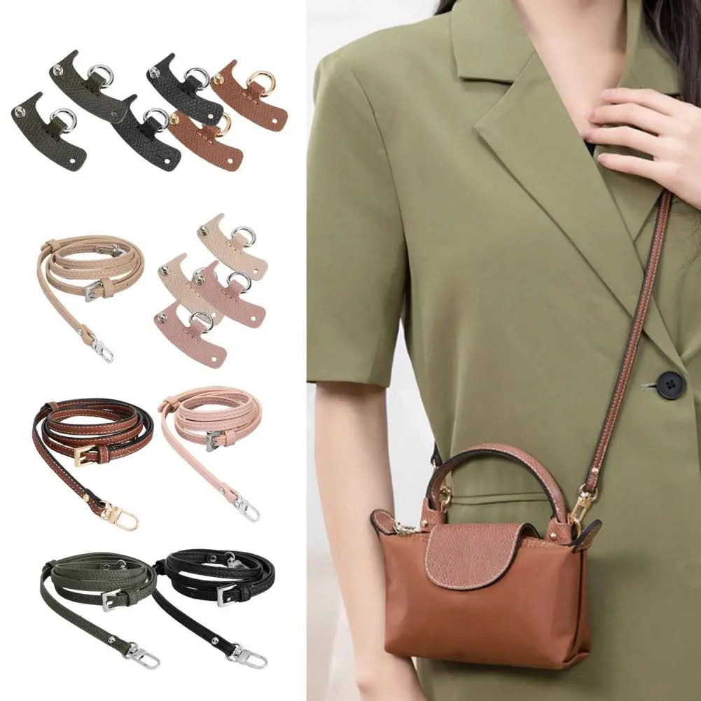 

2 Pcs Bag Shoulder Strap Buckle Faux Leather Metal Ring Punch Free Detachable Mini Modification Bag Accessories Handbag DIY Use