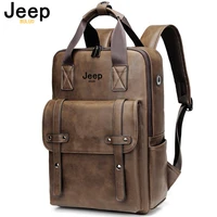 jeep buluo waterproof 14 inch laptop outdoor sports backpack men casual travel women split leather male vintage school bag
