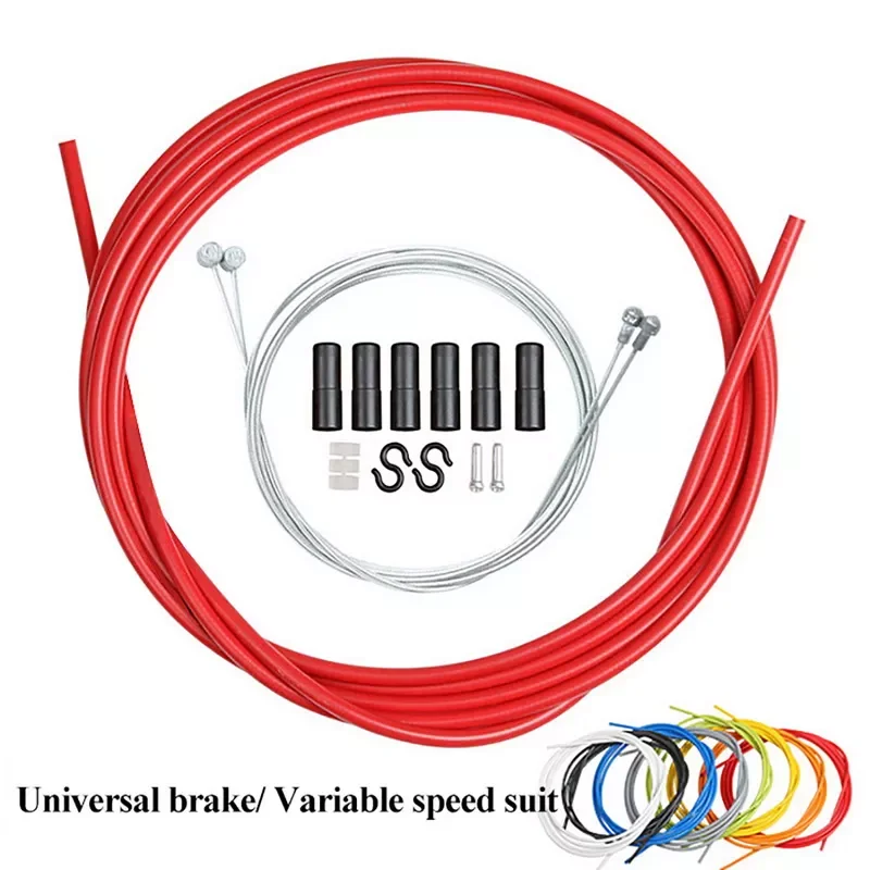 

6 IN 1 MTB Road Bike Bicycle Brake Cable Shift Line Set 4mm/5mm Transmission Tube Cables Wire With 2 Caps 2m Variable Speed Pipe
