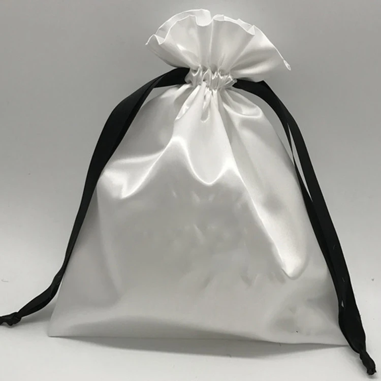 20PCS Luxury Satin Jewelry Pouch Packaging Hair Cosmetic Silk Drawstring Bag Party Wedding Gift Makeup Storage Sachet Print Logo