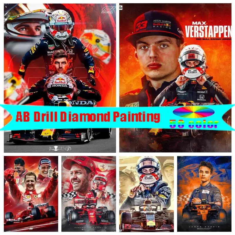 

5D Handwerk F1 Diamant Schilderij Max Verstapper Racing Льюис Чарльз поколение Wereldkampioen Strass Kruissteek подарок