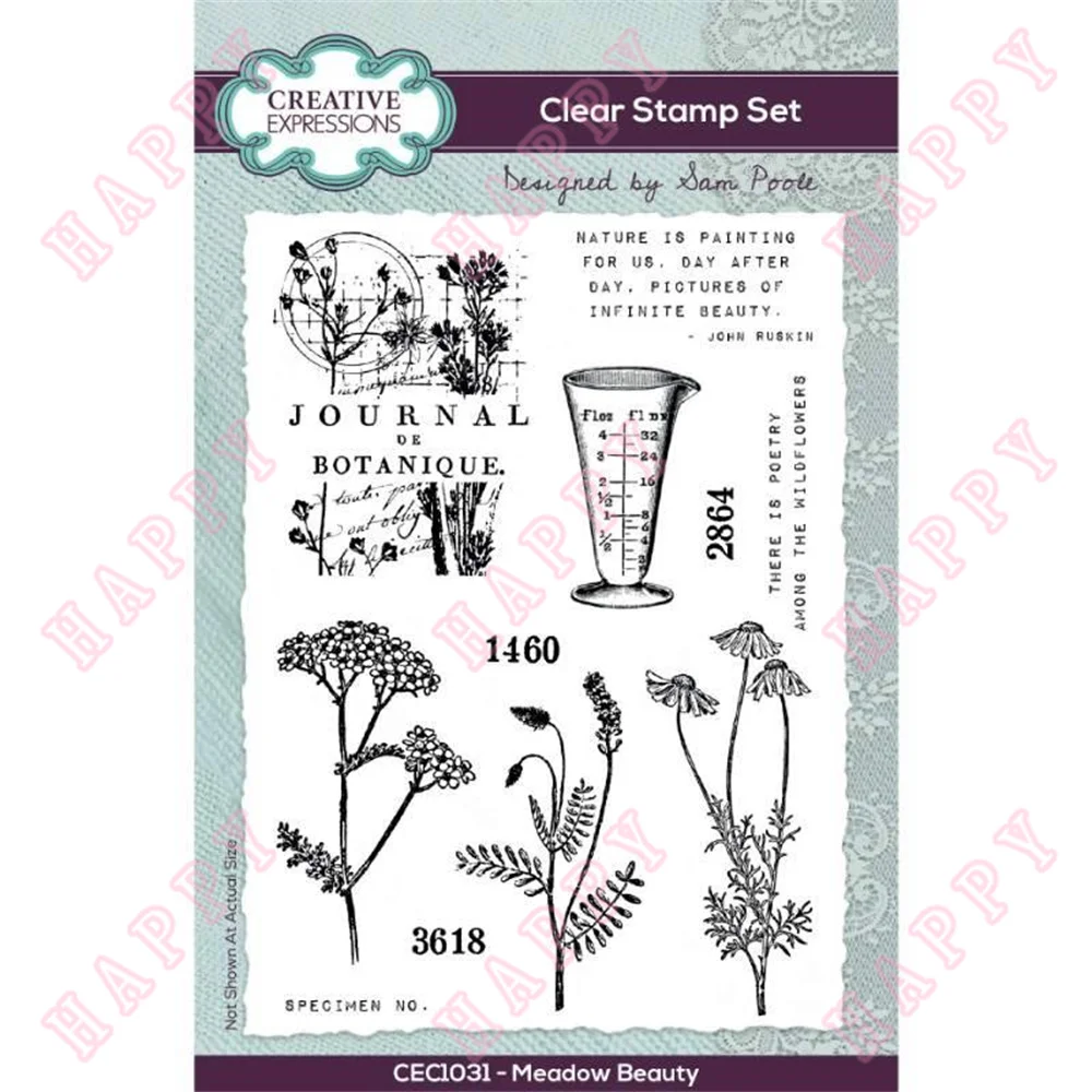 Новинка, прозрачные штампы, луг, красота для рукоделия, фотография ...