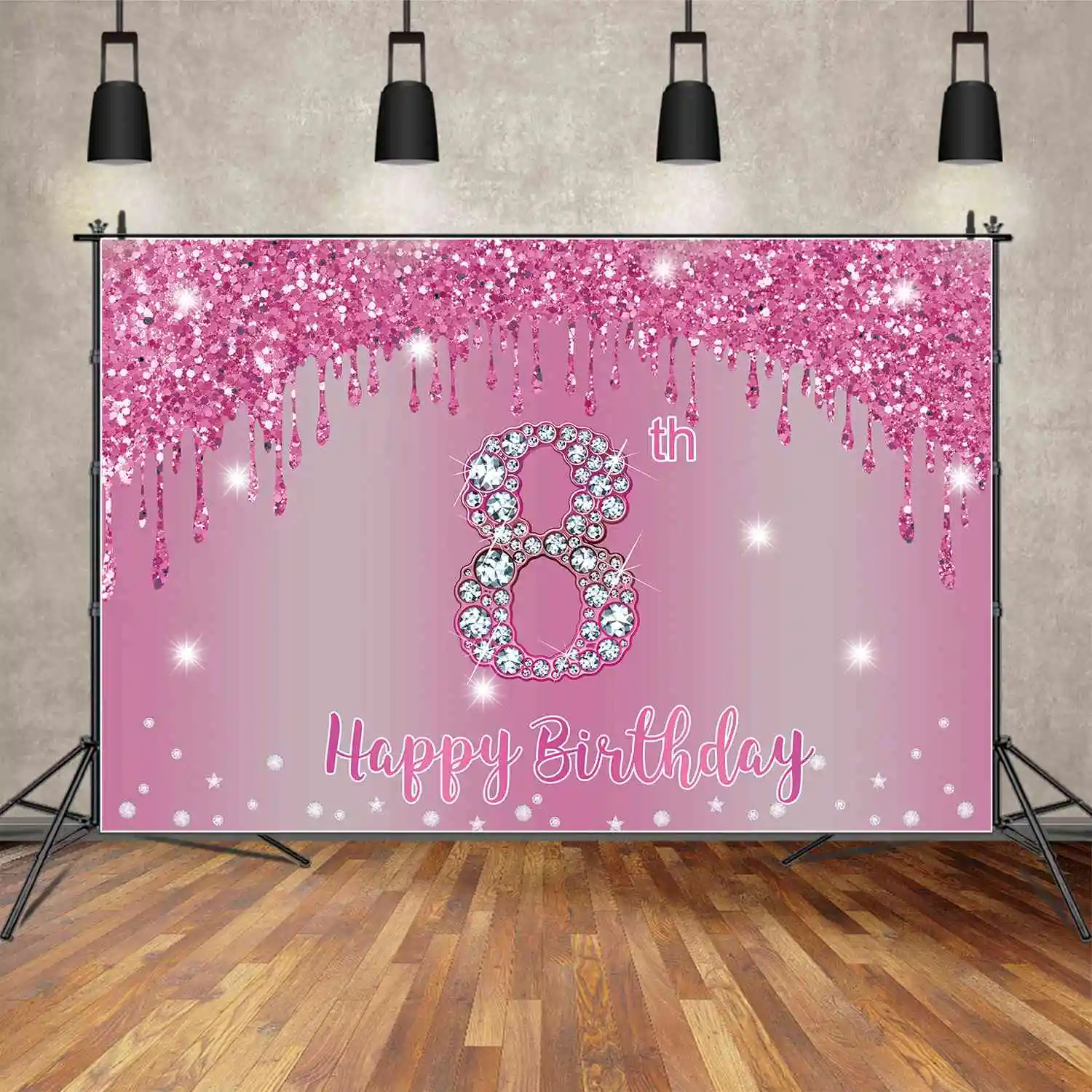 

MOON.QG Photo Background Custom Glitter Bokeh Curtain Party Props Backdrop for Shower Wedding Happy Birthday Banner Baby Booth