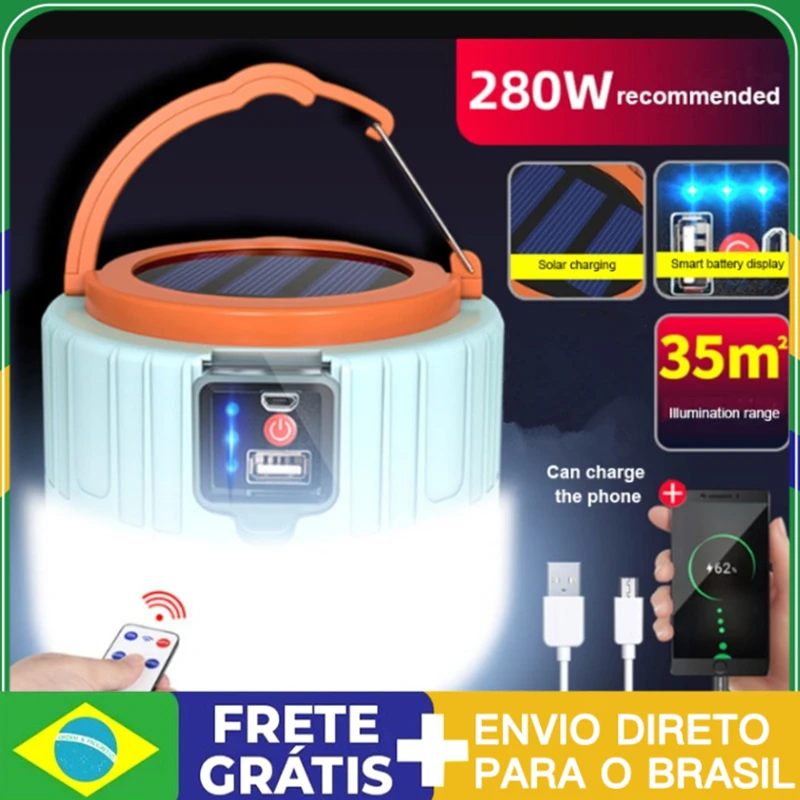 

Outdoor Solar Camping Light USB Recharging 3 Mode Tent Lamp Emergency Bulb Flashlight For Camp Hiking Portable Lantern Night
