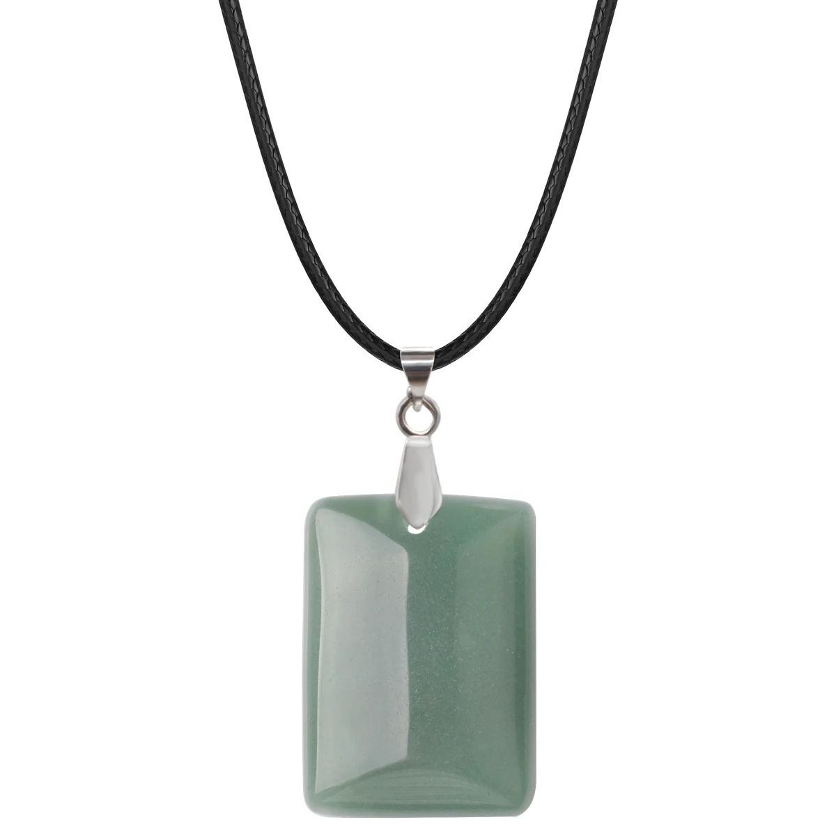 

Green Aventurine 25x35MM Rectangle Stone Pendant Necklace for Women Men Healing Chakra Crystal Spiritual Jewelry