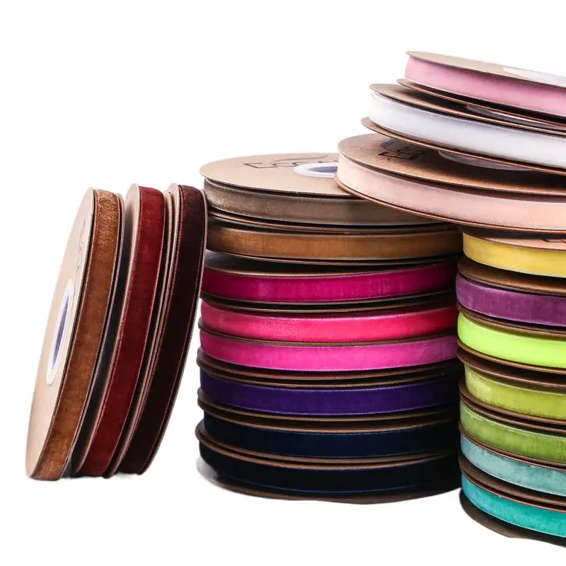 

5yard/lot Single felt fabric velvet flocked fabric lace hat garment suede ribbon bow Nylon velvet ribbon 10/15/20mm width r-073