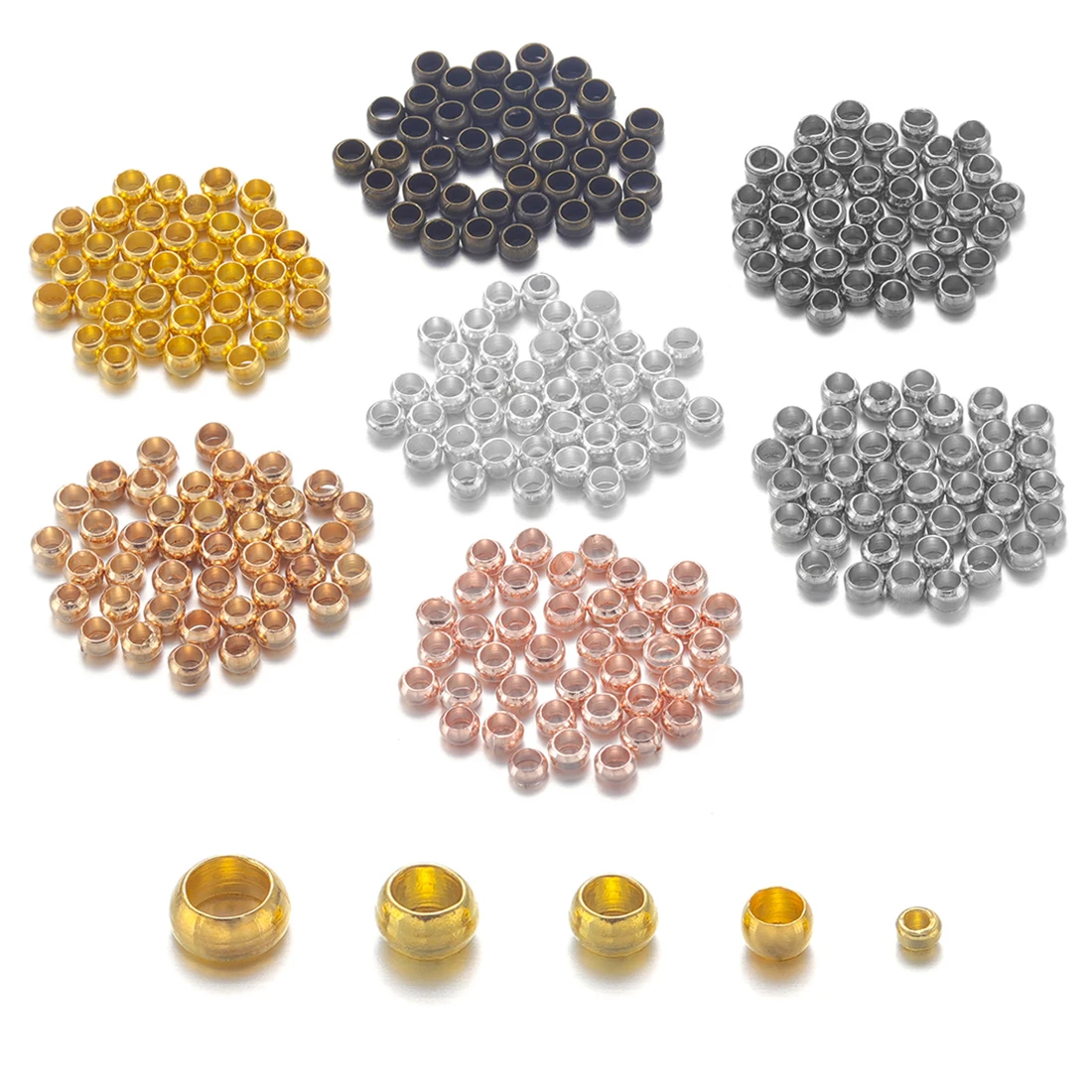 

500Pcs Jewelry Components Ball Plunger Metal Copper Ball Crimp End Beads Stopper Spacer Beads For DIY Jewelry Making Supplies