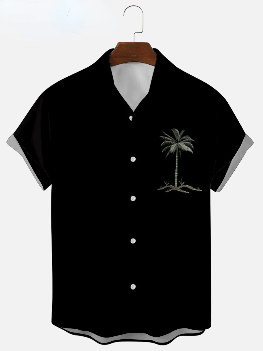 

Рубашка с коротким рукавом мужская, рубашка с цифровым 3D принтом кокосового дерева, Пляжная рубашка на пуговицах, лето 2022