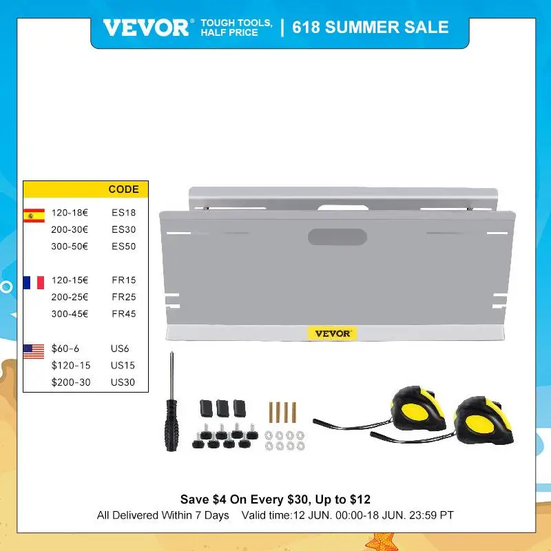 VEVOR 2PCS Portable Wheel Alignment Plates Tool Camber Caster Aluminum Toe Plates 4 Probes 2 Tape Measures Fit for Cars & SUV