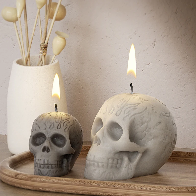 Пламя Скелет Голова Орнамент Силиконовая Форма DIY Эпоксидная Смола Свеча Череп