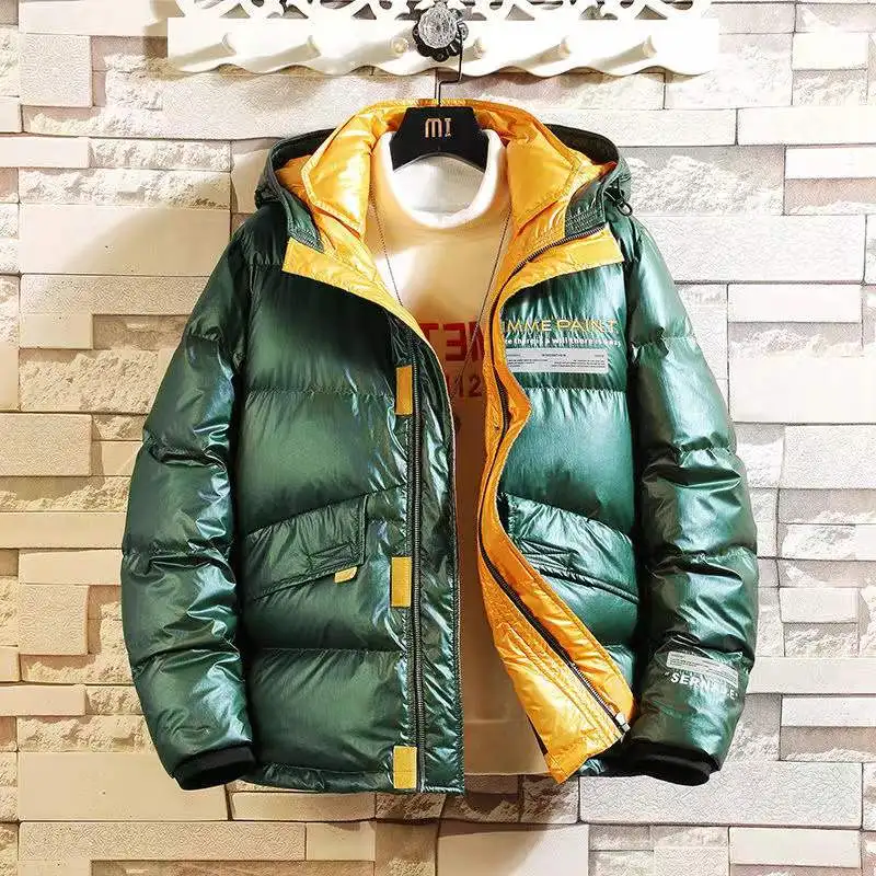 2022 New Winter Coat Down Jacket Men's Korean Version Trend Hooded Handsome Short Section Light Winter Men's Bright Face