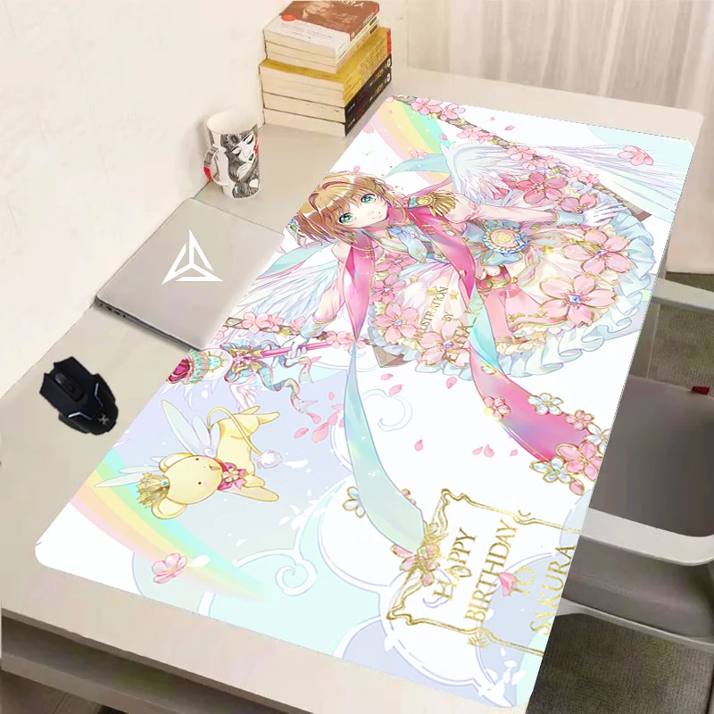 

Anime Mouse Pad Gamer Cardcaptor Sakura Mousepad Cute Desk Mat Washable Large Gaming Mouse Mat Locking Edge Keyboard Desk Pads