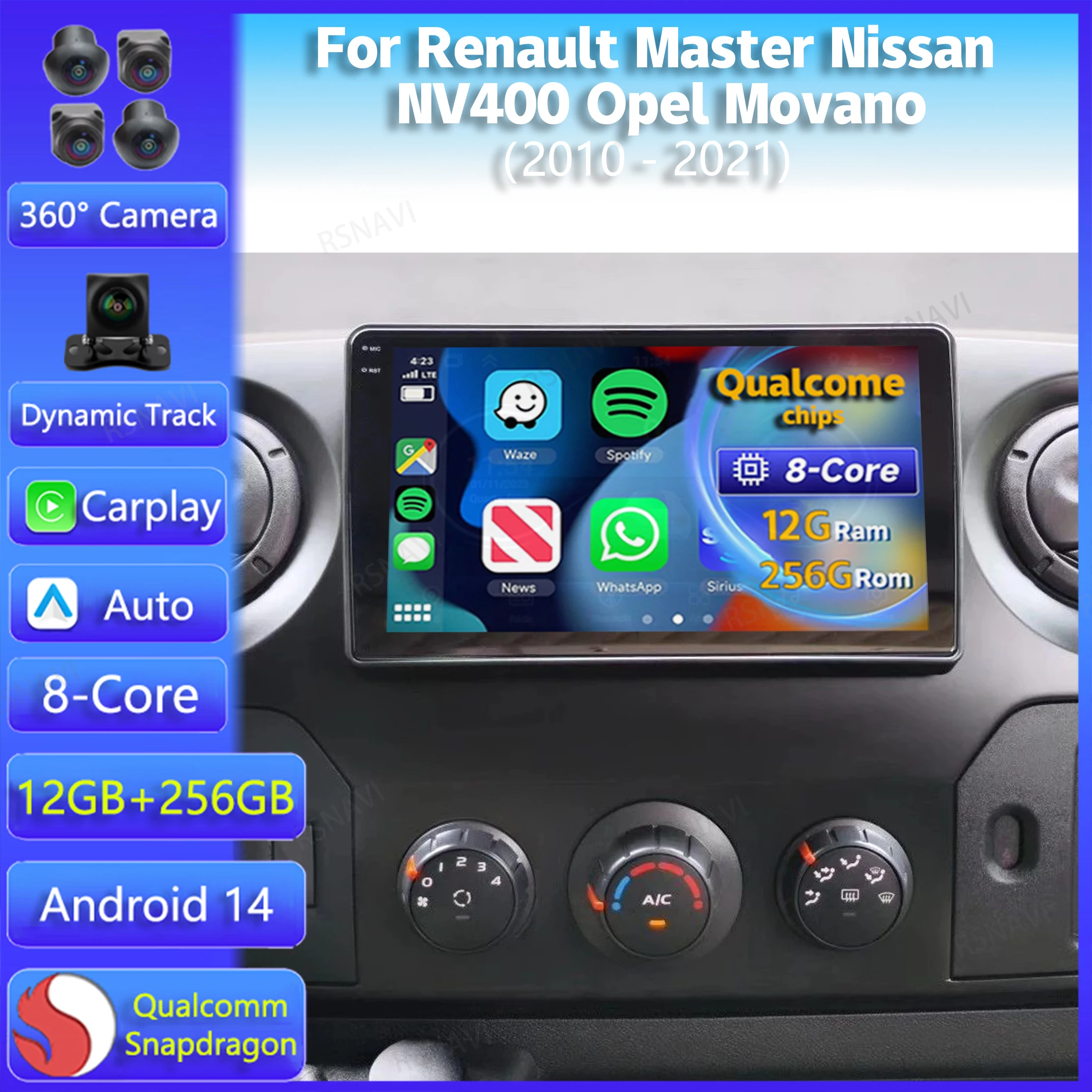 Android 14 для Renault Master Nissan NV400 Opel Movano 2010 2011 2012-2021 Автомобильный радиоприемник с