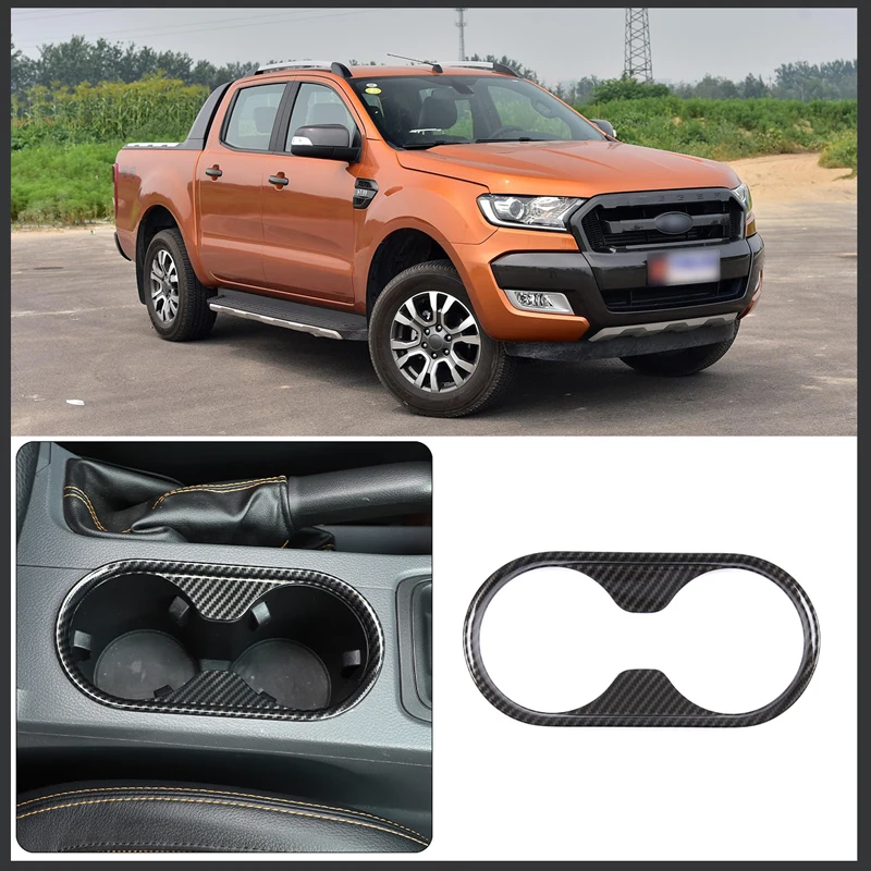 

For 2015-2021 Ford Ranger Wildtrak ABS carbon fiber car styling car central control water cup frame sticker car interior parts