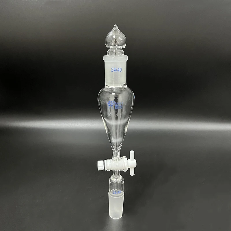 Squibb Separatory Funnel with PTFE Stopcock and Standard Taper Stem,Capacity 60mL,Joint 24/40,PTFE switch valve