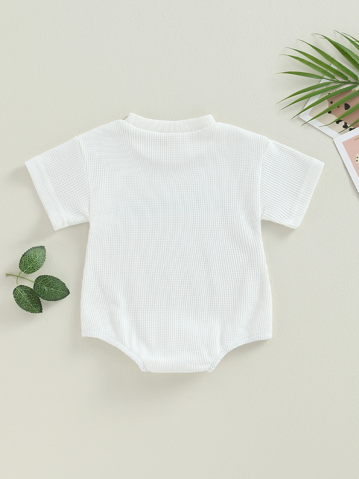 

LBDFBJY Infant Baby Boy Girl Waffle Knit Romper Cute Animal Print Short Sleeve Crew Neck Summer Casual Jumpsuits Bodysuits