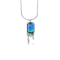 amaiyllis 925 sterling silver lava gradient tourmaline necklace pendant niche personality clavicle chain pendant jewelry