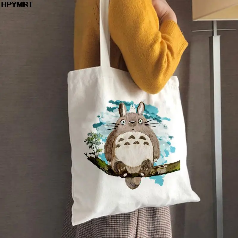 

Kawaii Totoro shopping bag grocery handbag shopper bags cotton tote bag reusable reciclaje cloth bolsas reutilizables sac tissu