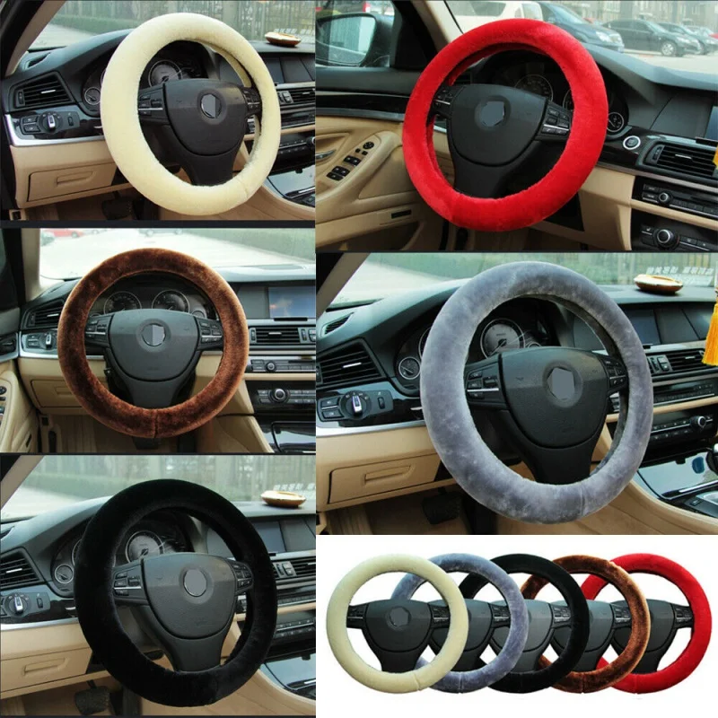 

Чехол на руль автомобиля, грузовика, 38 см, мягкий плюшевый теплый пушистый инструмент из искусственного меха, черный