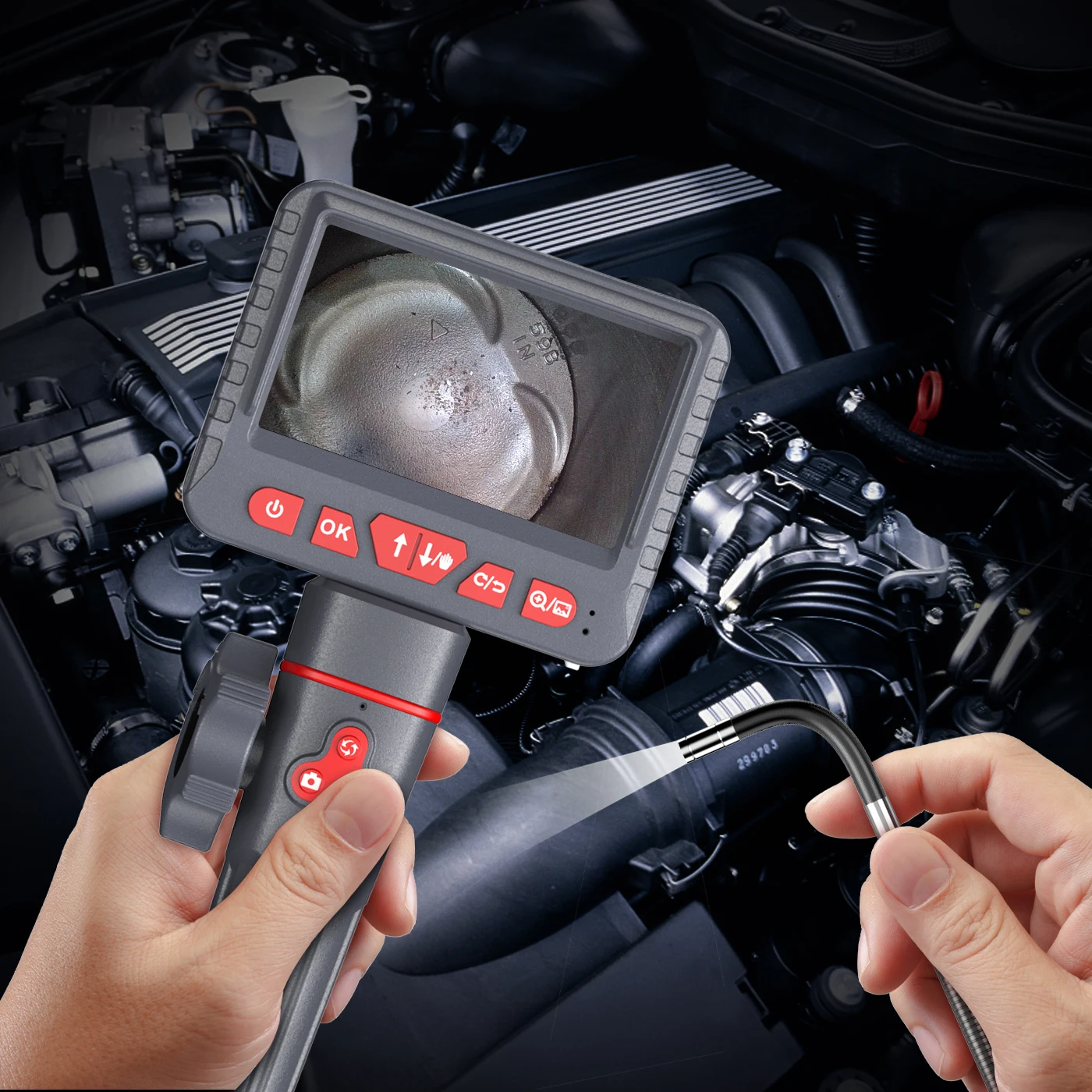 Продажа Промышленный бороскоп с поворотным механизмом и поворотом на 180 градусов, экран 4,3 дюйма