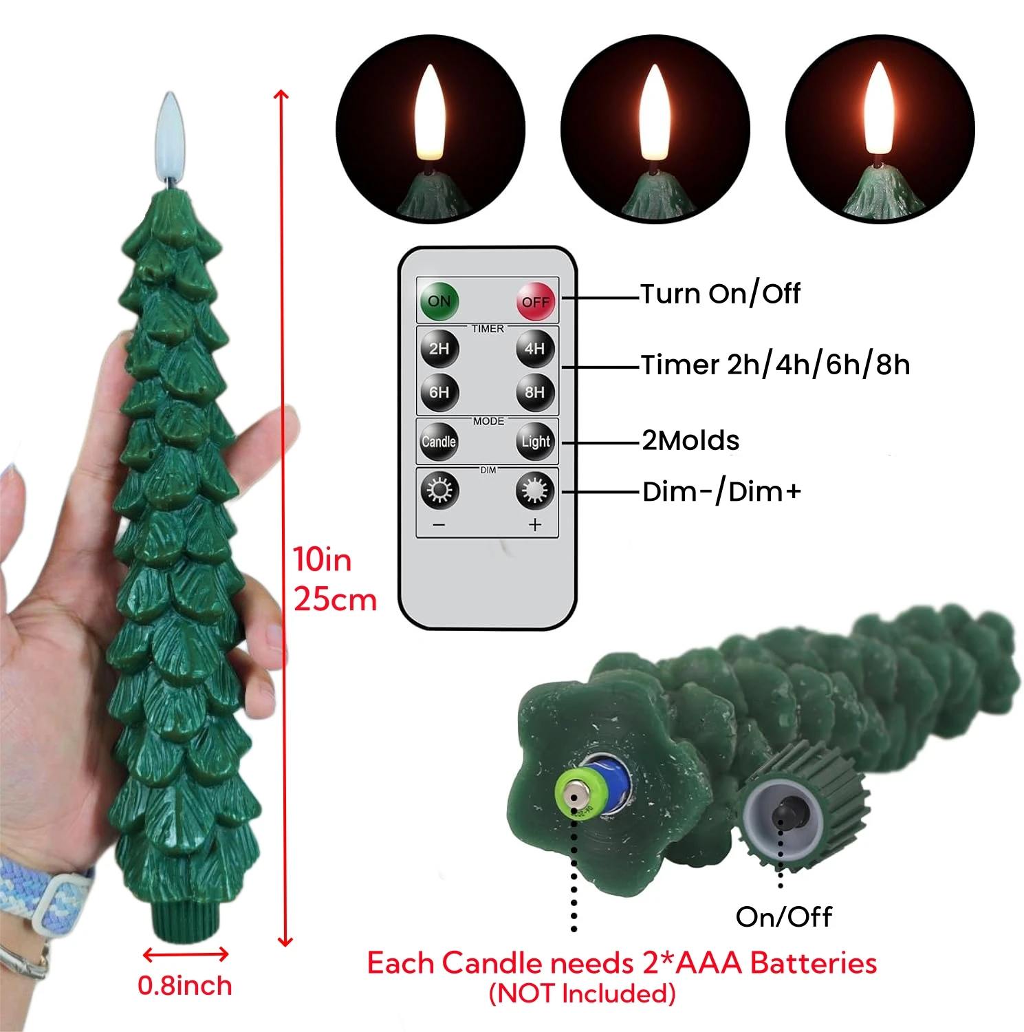 Светодиодные беспламенные восковые свечи 10 дюймов 3-6 шт
