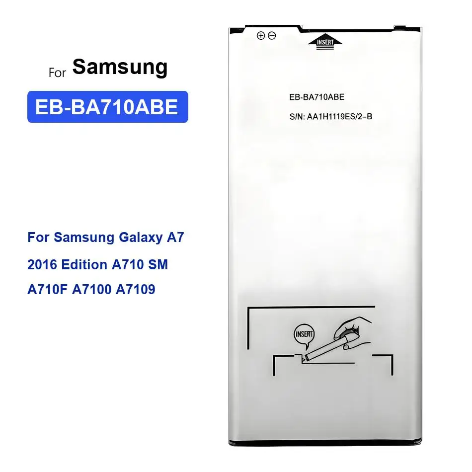 Фото Аккумулятор EB-BA710ABE для Samsung Galaxy A7 2016 Edition A710 SM-A710F A7100 A7109, высокопроизводительный, 3300 мАч №1