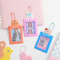 kawaii animal kpop photocards holder with chain protector idol photo card sleeves business card holder school stationery
