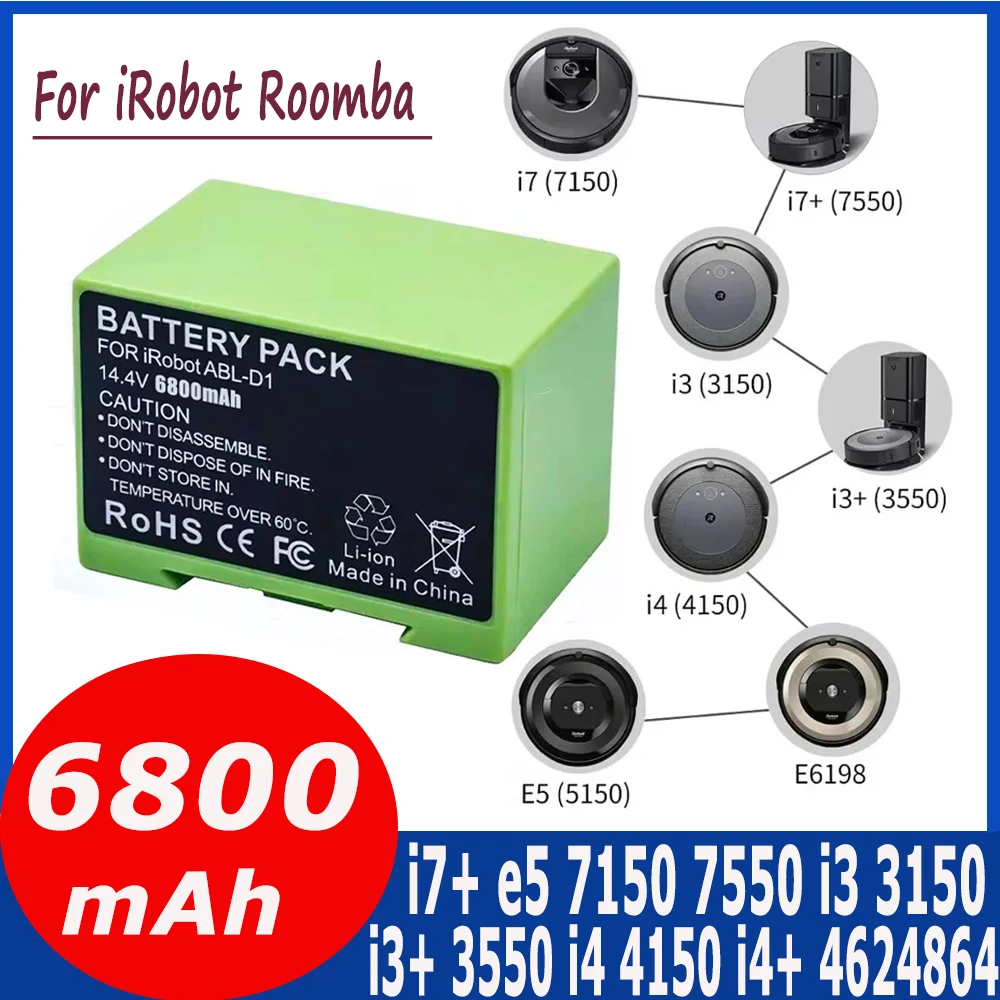 Фото Замена аккумулятора i7 14,4 В, 12800 мАч для iRobot Roomba e и i Series i7+ e5 7150 7550 i3 3150 i3+ 3550 i4 4150 i4+ 4624864 №1