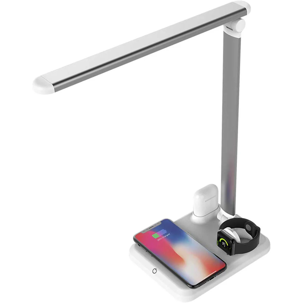 

4-in-1 Wireless Charger LED Desk Lamp with USB Charging Port Fast Wireless Charging Station