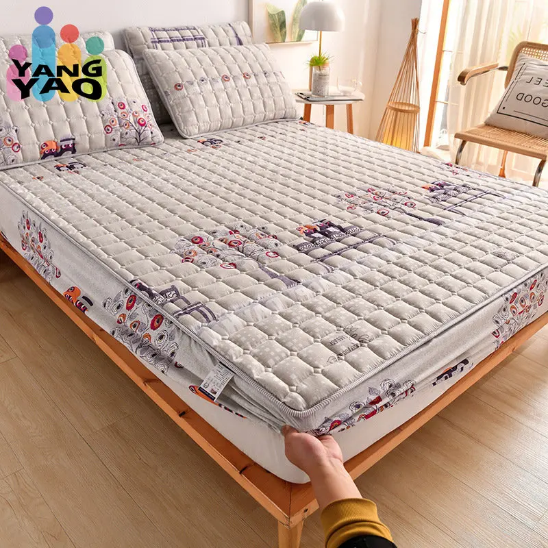 

New Arrival Anti-mite Soft Sanding Quilted Mattress Cover Twin Queen All-inclusive Quilting Bed Cover Not Included Pillowcase