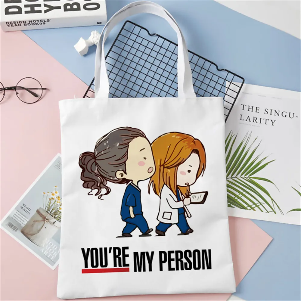 

Холщовые сумки-тоуты в стиле ретро с надписью «You Are My Person», женская сумка через плечо, многоразовая сумка для покупок в стиле Харадзюку, женс...